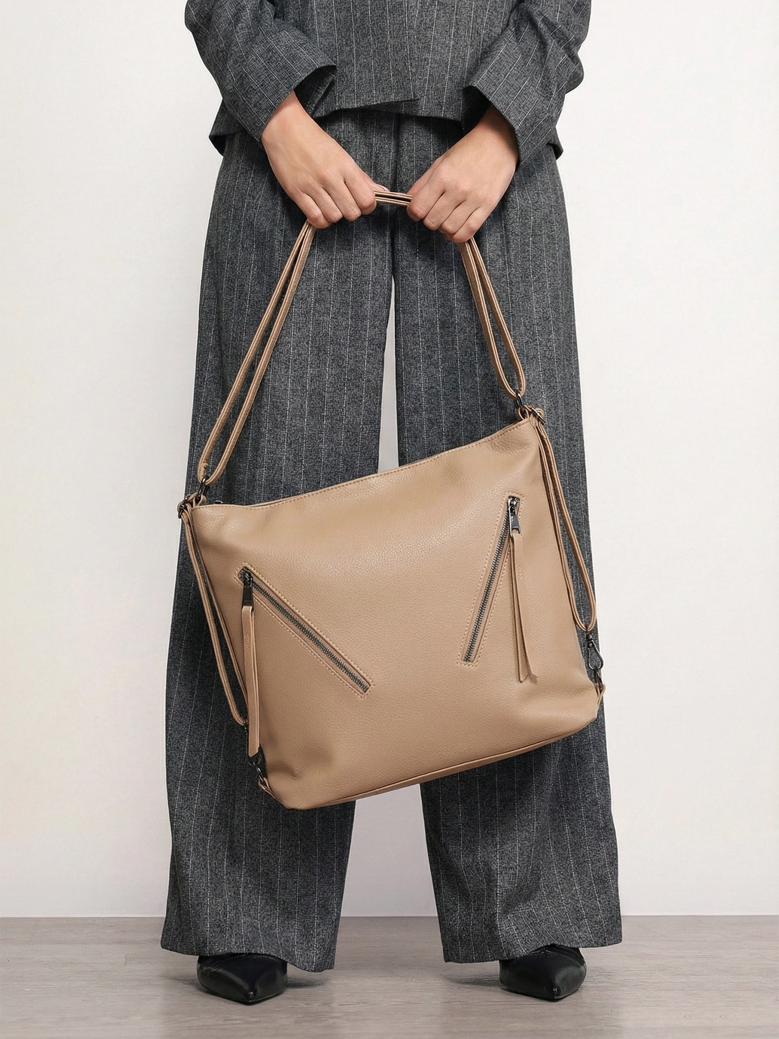 Сумка-шоппер  с регулируемыми ручками и декоративными пуллерами в ассортименте